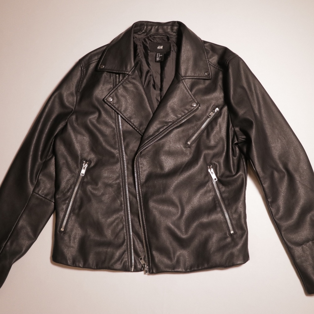 Mens H&M Black Biker Jacket